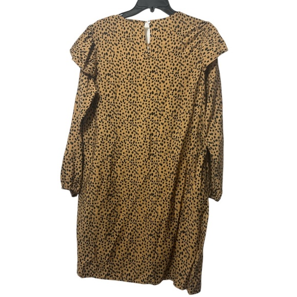 Brown and Black Ruffled Long Sleeve Dress with Bib Collar - Picture 2 of 7